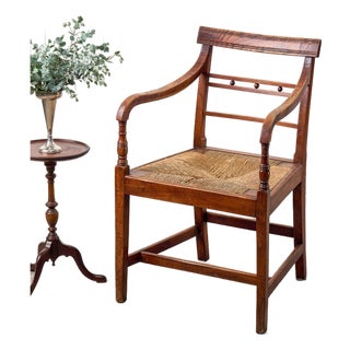 19th Century Ash and Elm Rush Armchair For Sale
