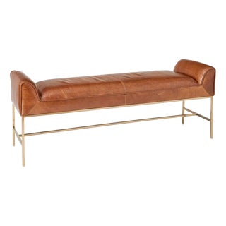 Cinnamon Leather Bench For Sale