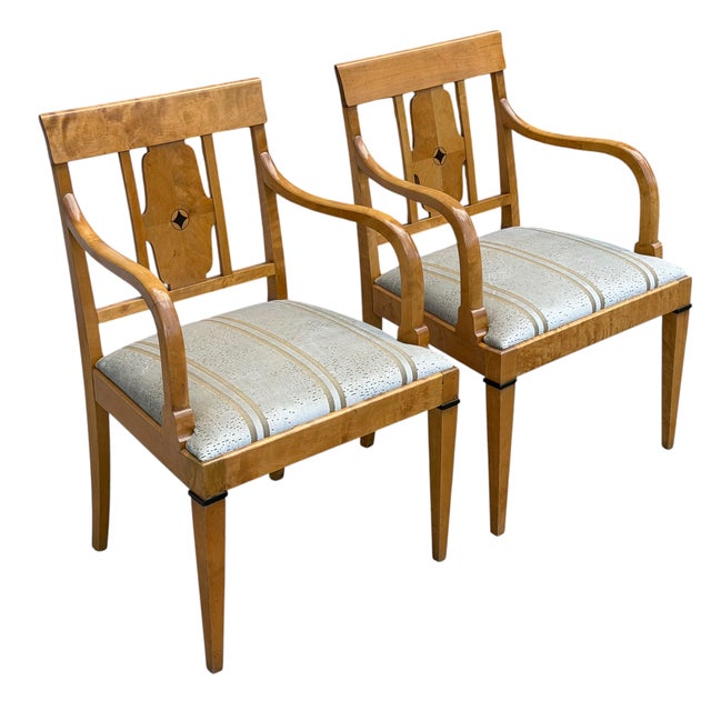 Biedermeier Pair of Antique Austrian Biedermeier Style Arm Chairs For Sale - Image 3 of 8