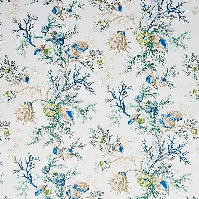 Schumacher Del Tesoro Wallpaper in Blue & Green For Sale