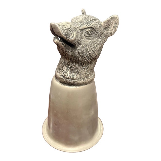 Vintage Gucci Silver-Tone Wild Boar Head Stirrup Cup For Sale