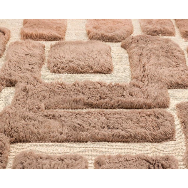 Abstract Mosaic Hand-Knotted Wool Rug | 9'6" X 6'9" | One of a Kind For Sale - Image 4 of 9