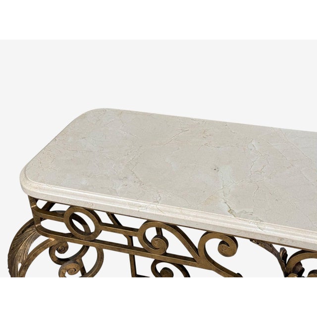 Gold Maitland Smith, Console Table, Gilt Metal, Marble, Philippines, 1980s For Sale - Image 8 of 13