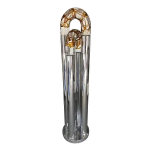 Mid-Century Modern Ring Floor Lamp Murano Glass Metal by Mazzega, Italy, 1970s