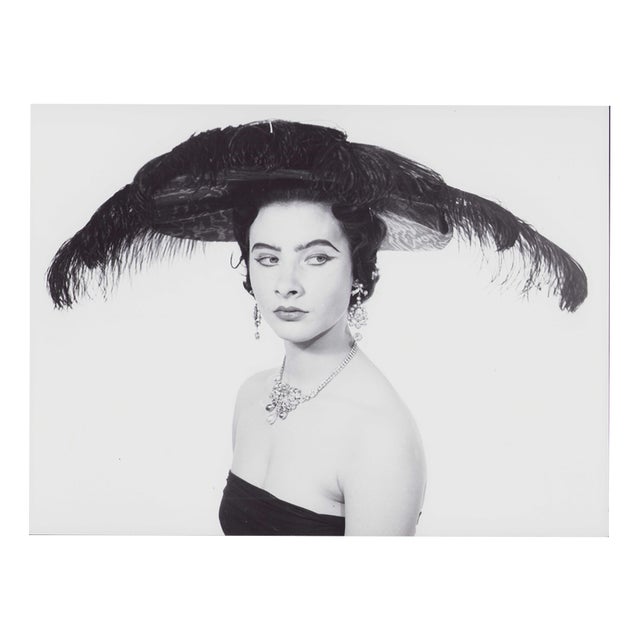 Lady's Fashion Hat, 1954, Vintage Black & White Photograph For Sale