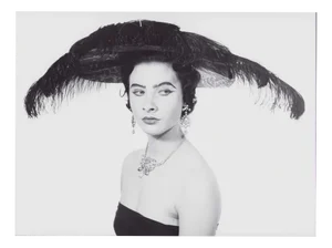 Lady's Fashion Hat, 1954, Vintage Black & White Photograph