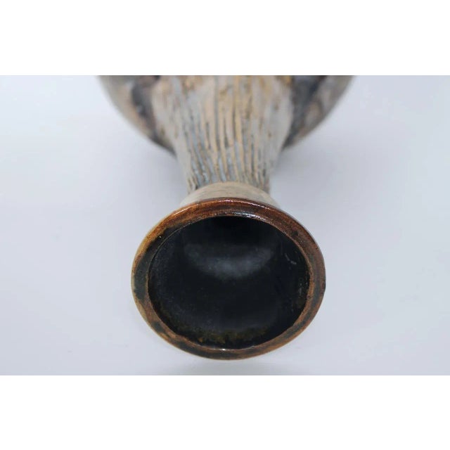1970s Jean Hastings Earthen Textured Bottle Form Art Studio Pottery Vase For Sale - Image 4 of 12