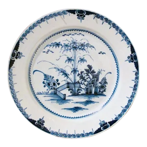 Large Lambeth 18th Century English Delft Charger, 13 ¼ Inches