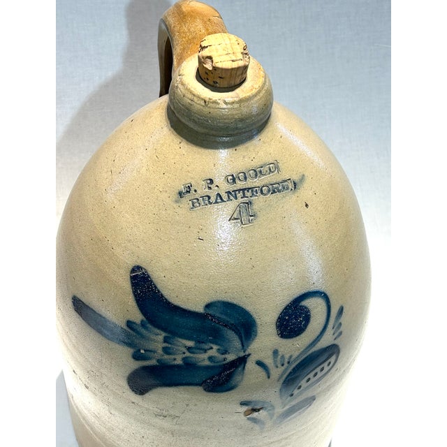 Mid 19th Century Extremely Rare Has Original Cork 4-Gallon F. P. Goold Brantford Pottery Jug For Sale - Image 17 of 17