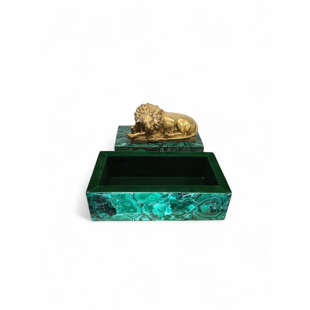 Antique European Malachite Boxes with Gilt Bronze Lion Mounts, 1900 For Sale - Image 15 of 16