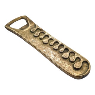 Vintage Sculptural Brass-Tone Bottle Opener, 1980s For Sale