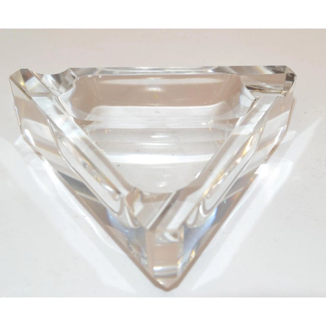 Ceska Crystal Prism Cut Triangle Ashtray Beveled Edges Art Deco Bohemian Glass For Sale - Image 4 of 13