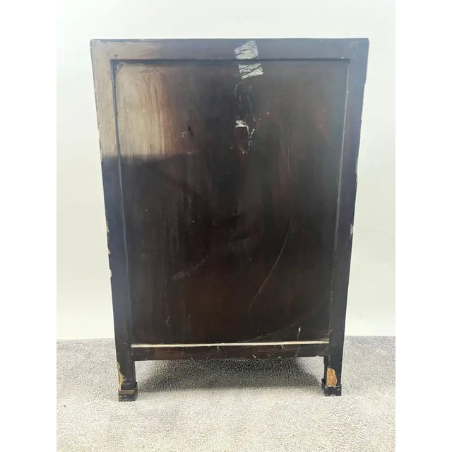 Vintage Asian Black Lacquered Cabinet or Chest With Hand-Painted Floral Motif For Sale - Image 14 of 14