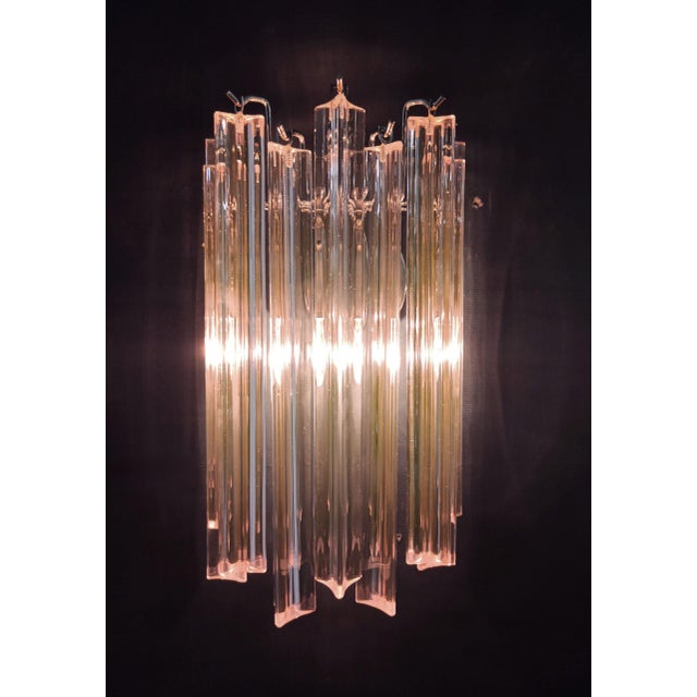 2020s Pair of Murano Wall Sconces 9 Pink Triedri For Sale - Image 5 of 12