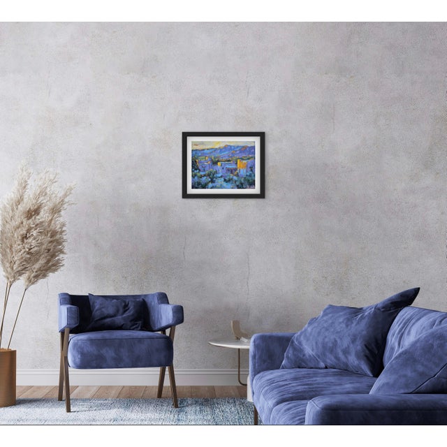 Textile Evening in New Mexico, Expressionist Oil Painting Sunset For Sale - Image 7 of 11