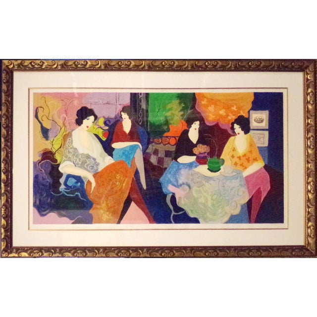 Itzchak Tarkay "Small Talk" Hand Signed Framed Serigraph Fine Art, For Sale