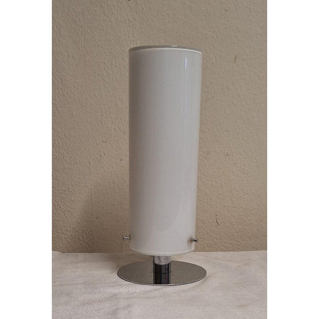 Chrome-Plated Metal Table Lamp with White Glass Shade from Trio, 2000s, in Very Good conditions. Designed from 2000 This...