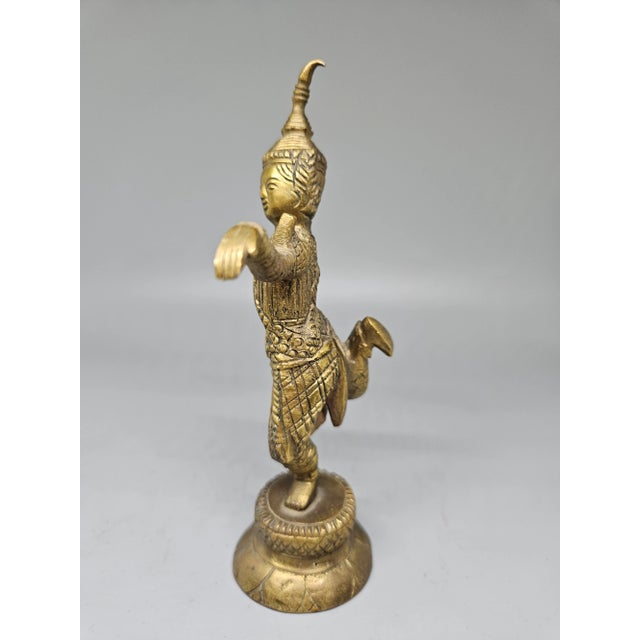 Bronze Brass Copper Thai Siam Temple Dancer For Sale - Image 4 of 5