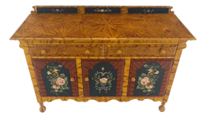 Paint Decorated Faux Finish Backsplash 3 Doors 1 Drawer Sideboards Onion Legs