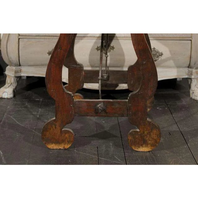 19th Century Italian Stretchered Table With Lyre Legs For Sale - Image 4 of 11