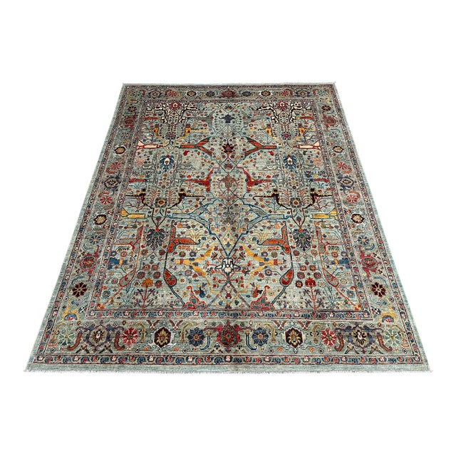 Shabby Chic Persian Bidjar Hand Knotted Rug 8'0" X 10'0" Gray/Ivory For Sale