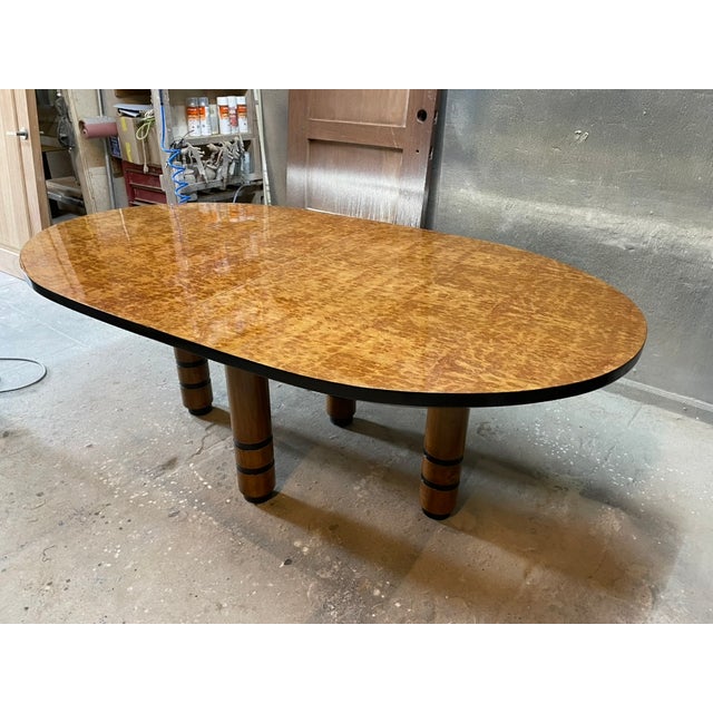 Exceptional Exotic Burl Wood Race Track Oval Dining or Conference Table For Sale - Image 16 of 16