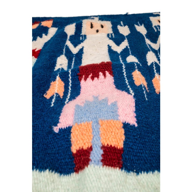 Vintage Native American Navajo Yei Hand-Woven Tapestry Throw Rug Wall Folk Art in Wool, Usa, C. 1970s For Sale - Image 15 of 18