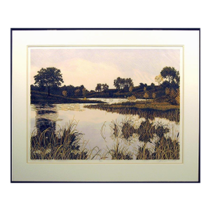 Gordon Mortensen "Autumn Sunset" Signed Woodcut Reduction Art Submit Best Offer!