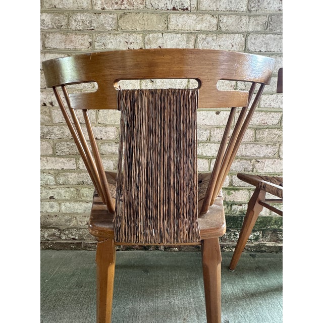 Pair of Vintage, Edmond Spence Rush and Mahogany Chairs, Mexico 1950s For Sale - Image 13 of 18