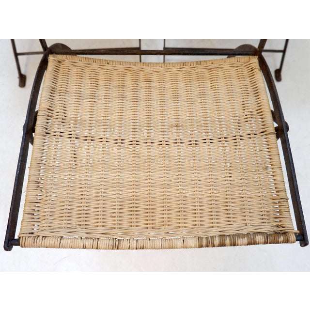 Mid-Century French Folding Chairs in Wicker and Iron, 1960s, Set of 6 For Sale - Image 14 of 17