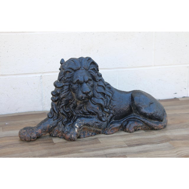 Mid 19th Century 19th Century Antique English Cast Iron Lion Fireplace Andirons | Pair | Victorian Hearth Decor For Sale - Image 5 of 18