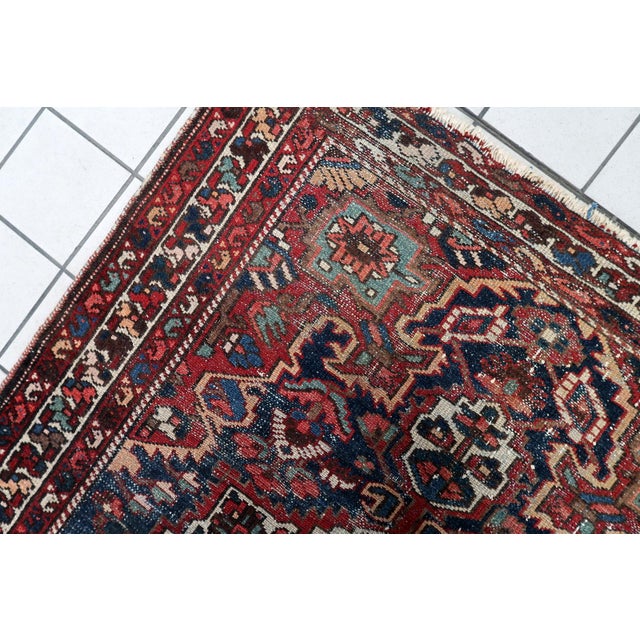 1920s, Antique Persian Hamadan Rug, Distressed Geometric Medallion, 4 X 6 For Sale - Image 11 of 11