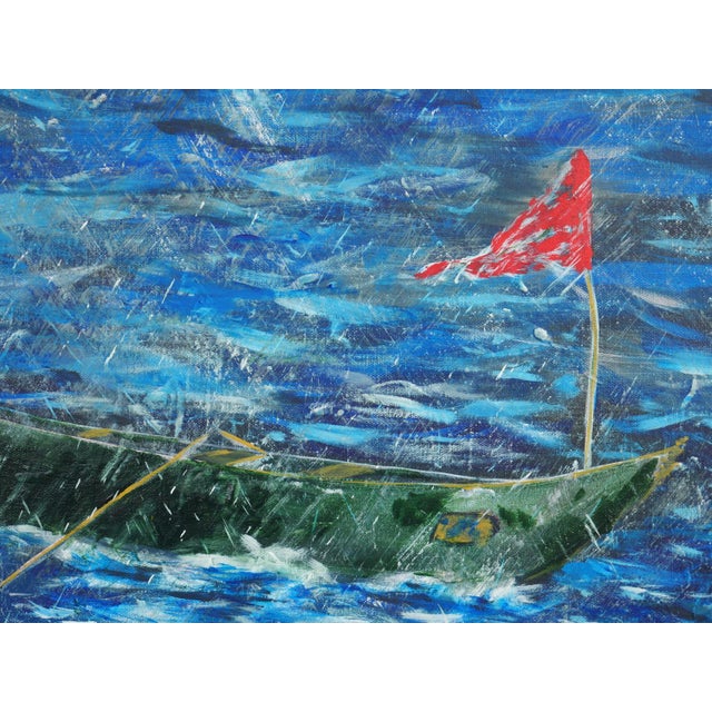 Moisés Villafuerte "Chubasco" Green, Red, and Blue Contemporary Stormy Seascape Painting, 2022 For Sale In Houston - Image 6 of 7