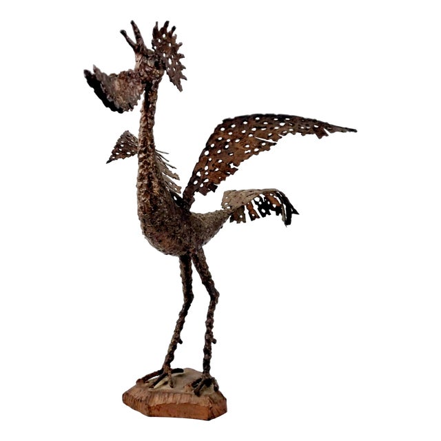 Brutalist Metal Rooster Sculpture by Ivan Zajec, Yugoslavia, 1967 For Sale