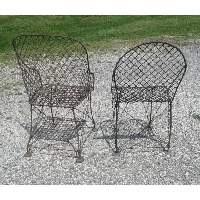 Early 20th Century Antique Victorian Style Wire Chairs - Set of 2 For Sale - Image 5 of 12