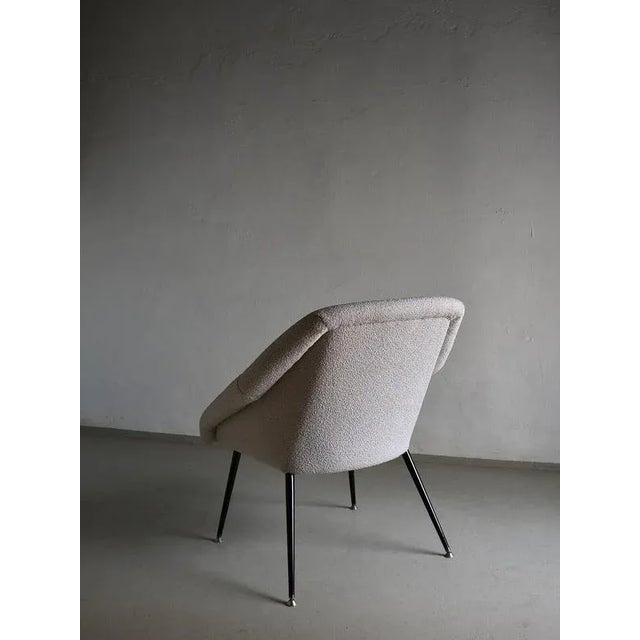 Gray Boucle Shell Armchair, Germany, 1960s For Sale - Image 5 of 9