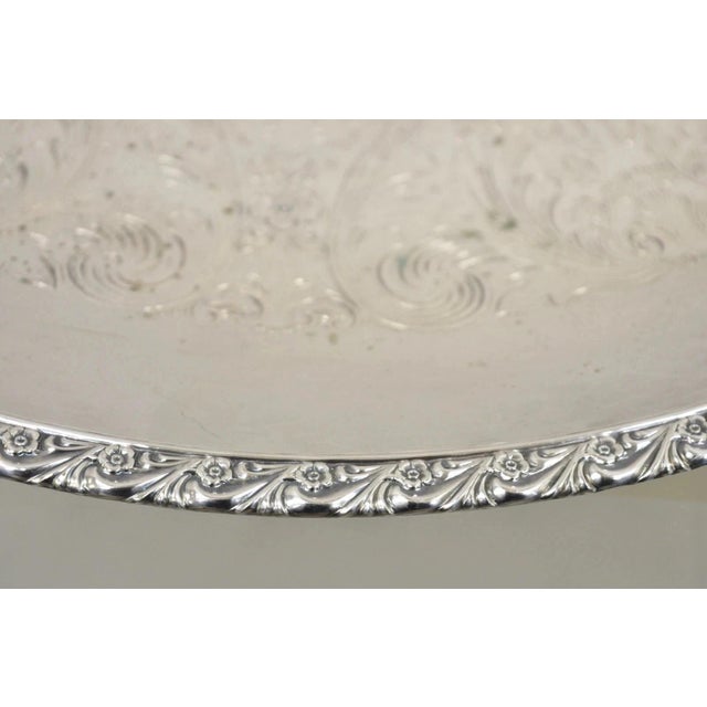 Mid 20th Century Vintage Wm Rogers 767 Victorian Style Round Silver Plated Serving Platter Tray For Sale - Image 5 of 10