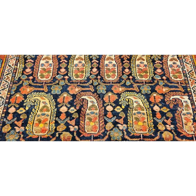 Antique Persian Kurdish Rug, Hand-Knotted Wool, All-Over Paisley Pattern, Navy & Brick-Red, 4x7 For Sale - Image 11 of 14