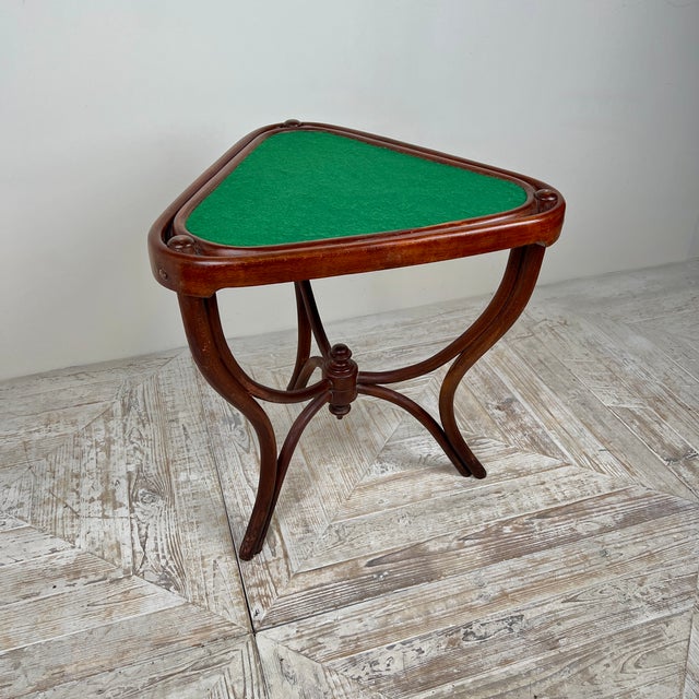 Triangular Bentwood Card Table from Thonet, 1900s For Sale - Image 9 of 10