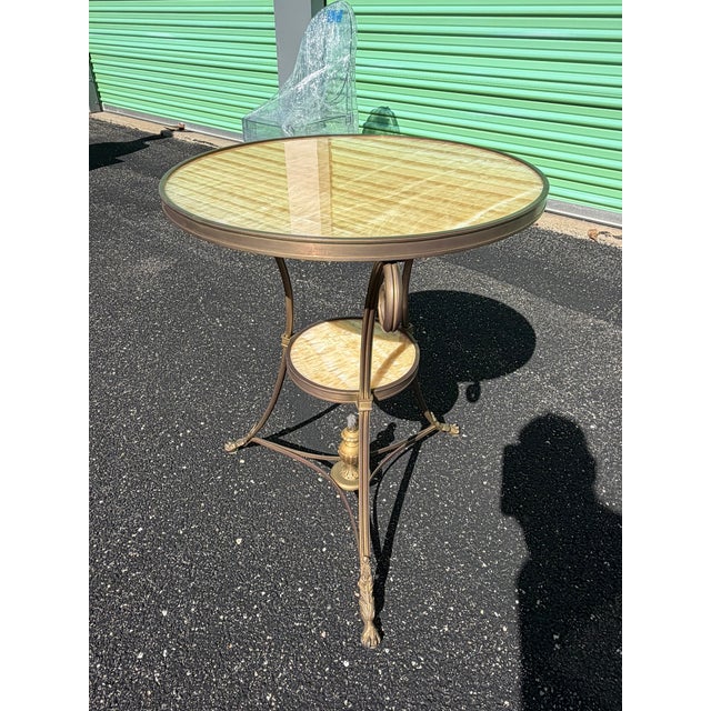 Marble & Iron Side Table — Ornate Scrollwork Base • Two‑Tier Design For Sale - Image 4 of 11