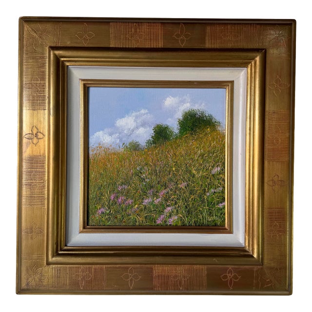 2003 Patrice Marchal “Fertilité” French Wildflower Landscape Oil on Canvas Painting – Framed For Sale