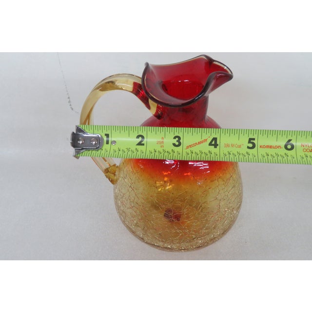 Mid Century Crackle Glass Amberina Small Pitcher Vase For Sale In Miami - Image 6 of 12