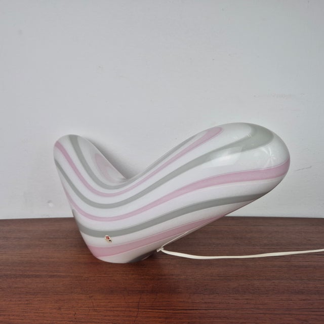 White Glass Art Crescent Shaped Table Lamp from Vetri-Murano, 1960s For Sale - Image 8 of 14