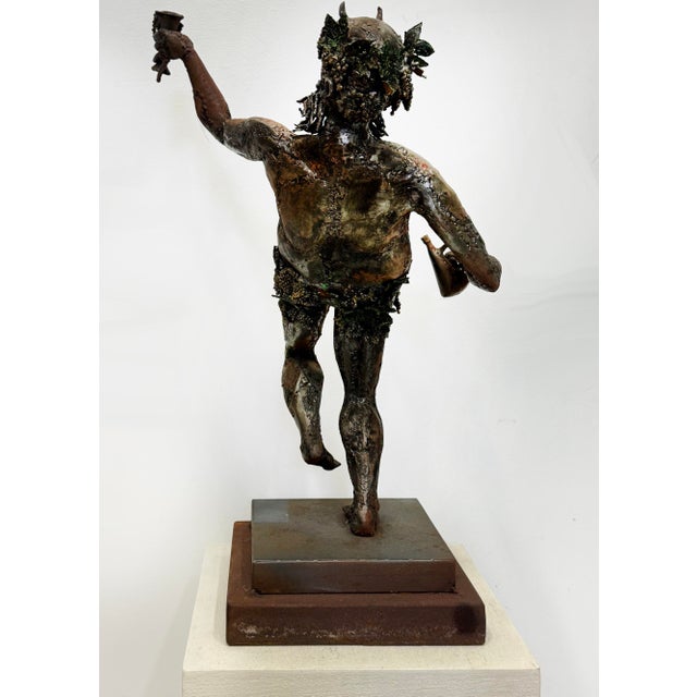 Traditional Large Stylized Metal Sculpture of Bacchus, Roman God of Wine For Sale - Image 3 of 13