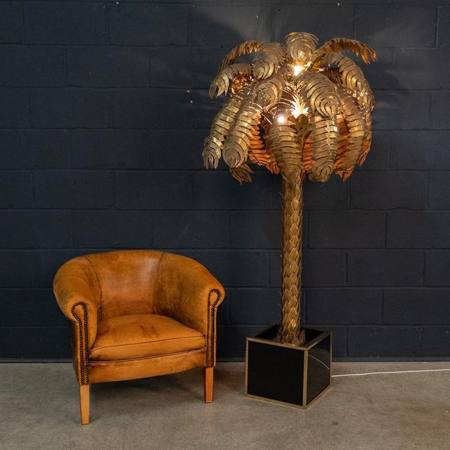 French Palm Tree Floor Lamp by Christian Techoueyres for Maison Jansen, 1970s For Sale - Image 3 of 18
