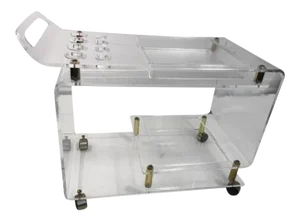 Lucite and Brass Bar Cart in the Manner of Charles Hollis Jones
