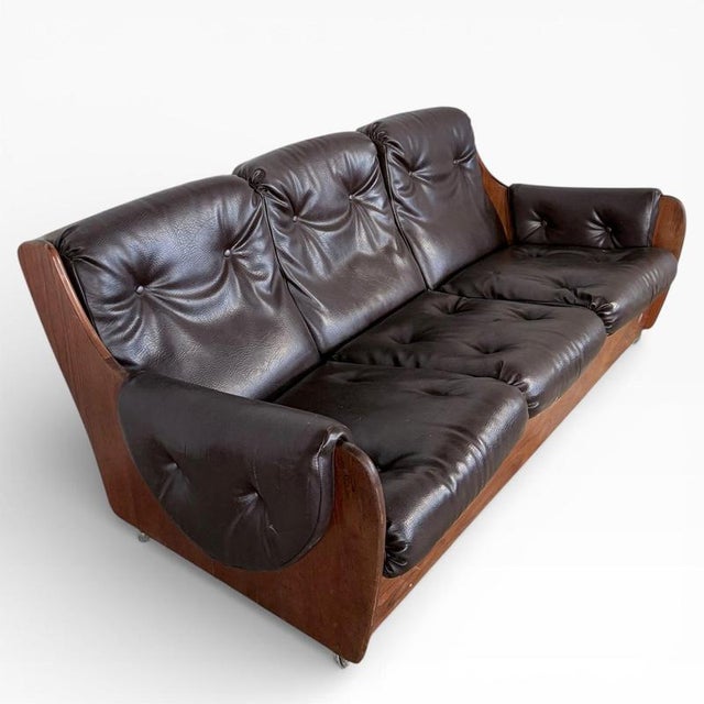 Vintage Saddleback Brown Leather Three-Seater Sofa from G Plan For Sale - Image 4 of 7