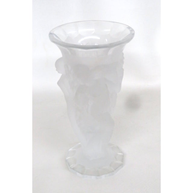 Bohemia Desna Art Nouveau Style Frosted Crystal Sculptural 3 Nymphs Vase 4532b For Sale - Image 9 of 14