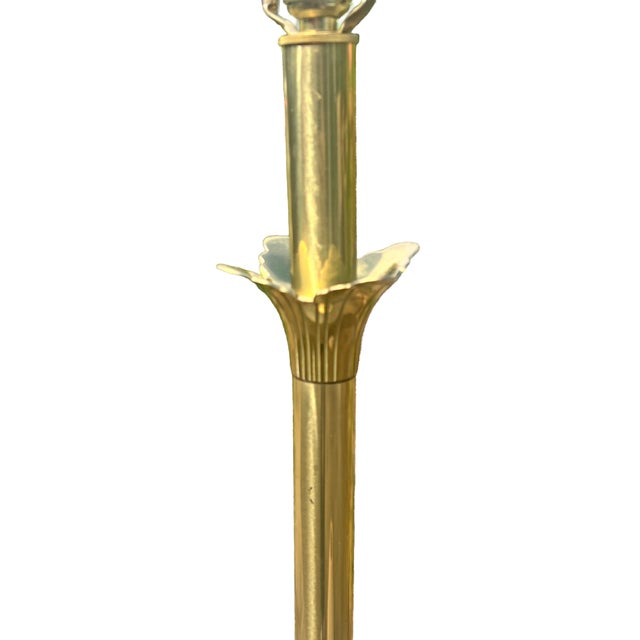 Brass Vintage Stiffel Brass Lotus Style Floor Lamp With Glass Table For Sale - Image 8 of 11