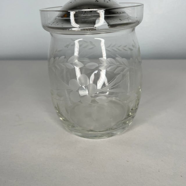 Early 20th Century Antique Webster Etched Glass and Sterling Silver Jam Jar For Sale - Image 5 of 9